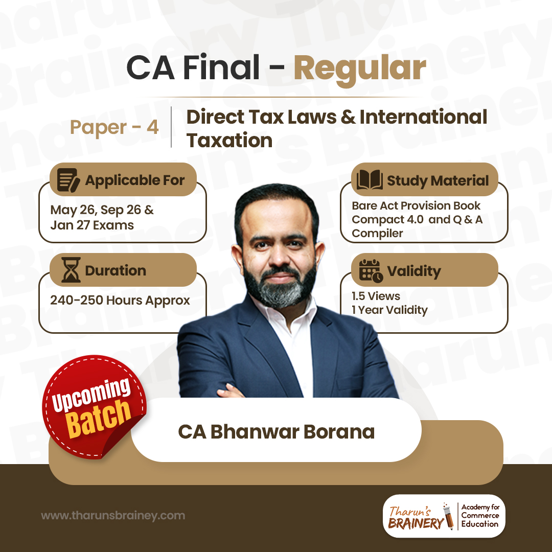 CA Final Direct Tax | Regular Batch For Nov 26 Exams - Full English