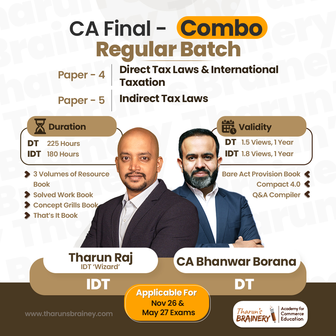 CA Final Combo — DT + IDT | Regular Batch | By Tharun Raj & CA Bhanwar Borana | Nov 2026 & May 2027